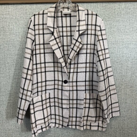 Black & White Windowpane Plaid Blazer - Size Large - Picture 1 of 5